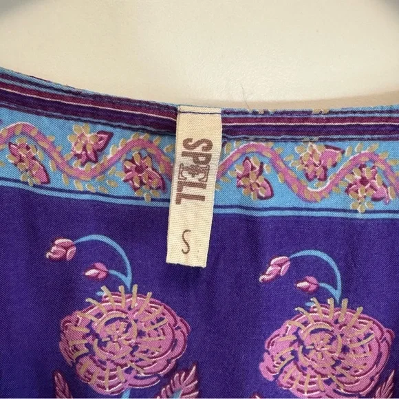 SPELL Bohemian Royale Playdress Purple S Small Mini Ruffle Dress Tassel - Picture 9 of 12